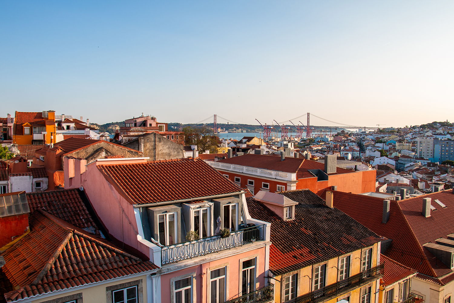 View over Lisbon city from Park Bar rooftop