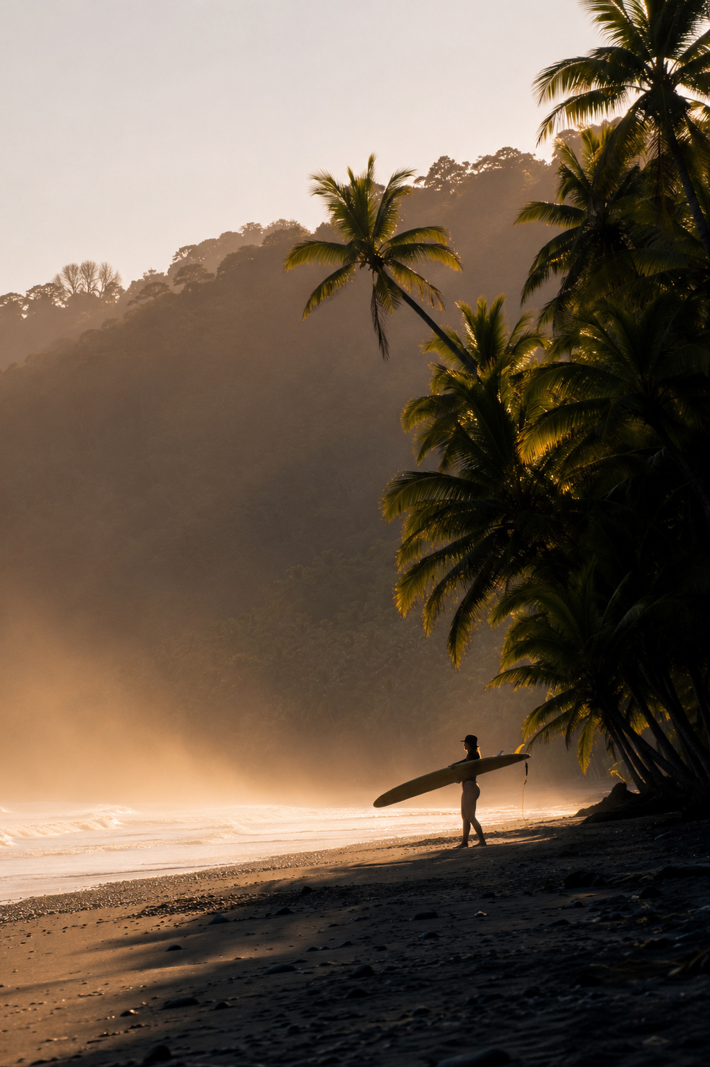 Surf retreat morning session on the beach at Pavones, Costa Rica
